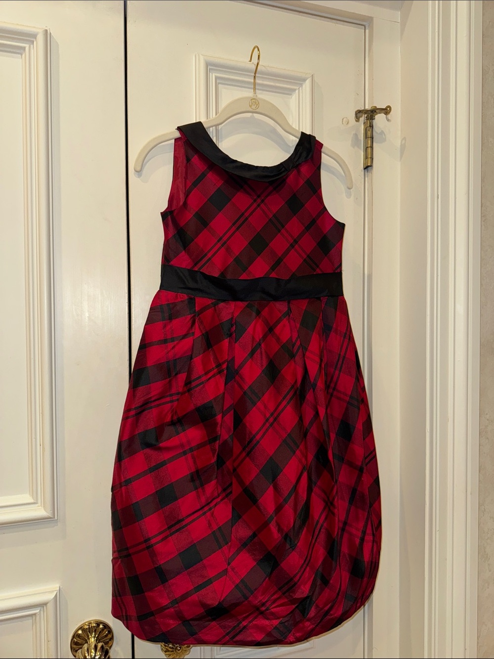 Janie and Jack Red and Black Plaid Satin Party Dress
